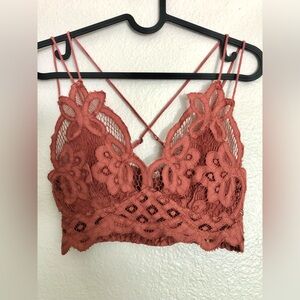 Free People Crochet Bralette in Coral